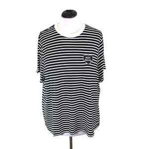 Soncy Women's Plus Size 4 (26)‎ Black White Stripe Heart Breaker Tee Shirt NWT